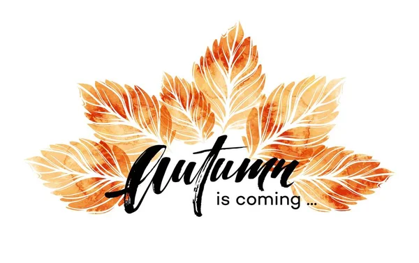 Acuarela pintado banner hojas de otoño. Diseño de fondo de otoño. Ilustración vectorial — Vector de stock