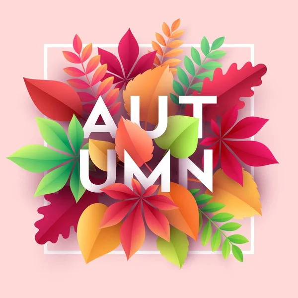 Φθινόπωρο φόντο banner με φθινόπωρο φύλλα χαρτιού. Εικονογράφηση διάνυσμα — Διανυσματικό Αρχείο