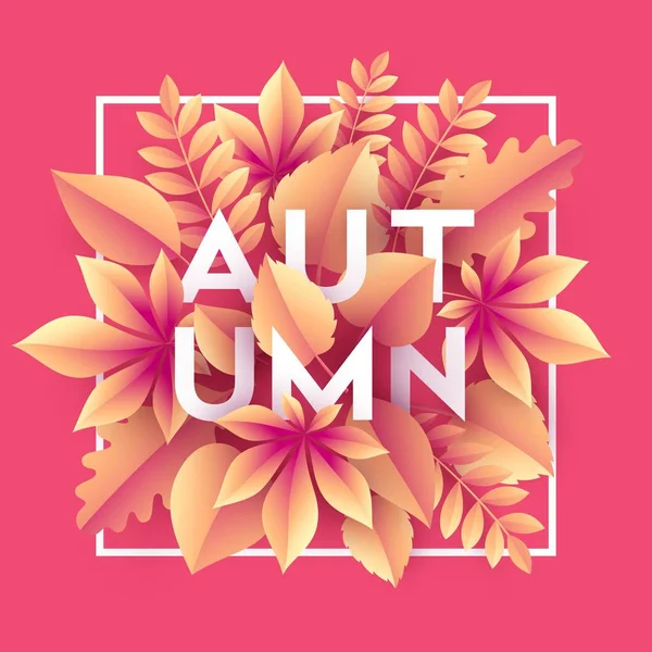 Herbst Banner Hintergrund mit Papier fallen Blätter. Vektorillustration — Stockvektor
