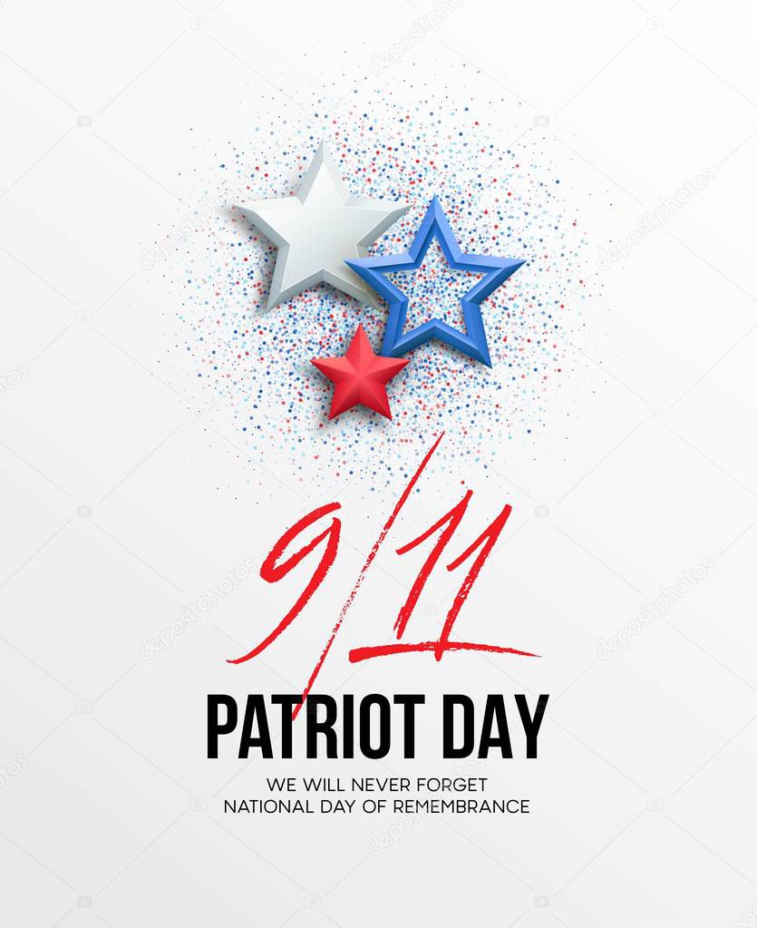 September 11, 2001 Patriot Day background. We Will Never Forget. background. Vector illustration