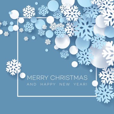 Soyut Papercraft kar taneleri Noel arka plan. Vektör çizim