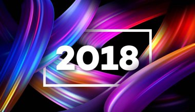 2018 yeni yıl renkli brushstroke yağ veya akrilik boya tasarım öğesi sunumlar, el ilanları, broşürler, kartpostallar ve posterler için arka plan üzerinde. Vektör çizim