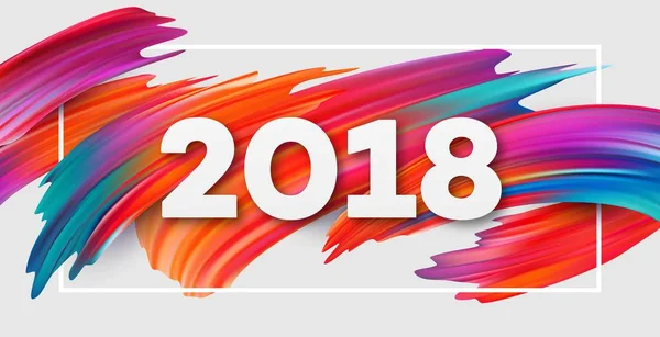 Año Nuevo 2018 en el fondo de un colorido aceite de pincelada o elemento de diseño de pintura acrílica para presentaciones, volantes, folletos, postales y carteles. Ilustración vectorial — Vector de stock