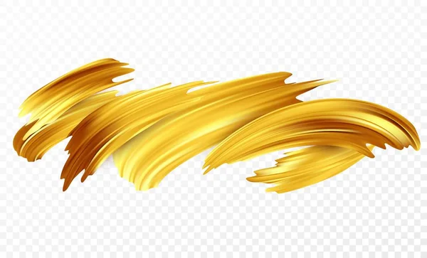 Bakgrund av en guld penseldrag olja eller akryl färg designelement för presentationer, flyers, broschyrer, vykort och affischer. Vektorillustration — Stock vektor