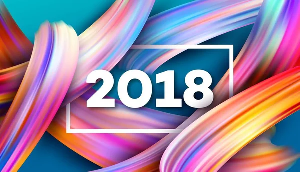 2018 yeni yıl renkli brushstroke yağ veya akrilik boya tasarım öğesi sunumlar, el ilanları, broşürler, kartpostallar ve posterler için arka plan üzerinde. Vektör çizim