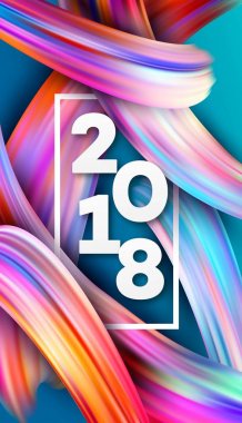 2018 yeni yıl renkli brushstroke yağ veya akrilik boya tasarım öğesi sunumlar, el ilanları, broşürler, kartpostallar ve posterler için arka plan üzerinde. Vektör çizim