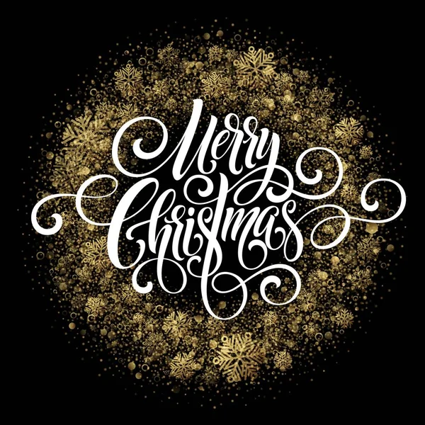 Веселого різдвяного писання. Золотий, білий, чорний різдвяний фон зі сніжинками. Векторні ілюстрації — стоковий вектор