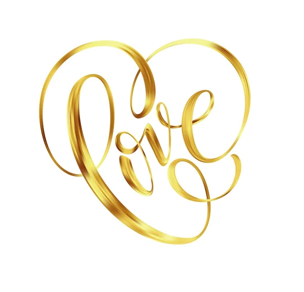 Amour texte de lettrage d'or sur fond, lettre peinte à la main, la Saint-Valentin d'or calligraphie manuscrite pour carte de vœux, invitation, mariage, enregistrer la date. Illustration vectorielle — Image vectorielle