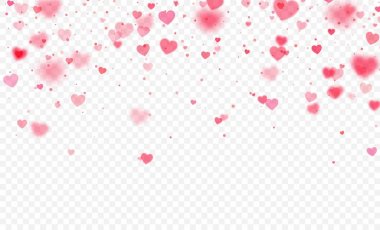 Heart confetti falling on transparent background. Valentines day card template. Vector illustration clipart