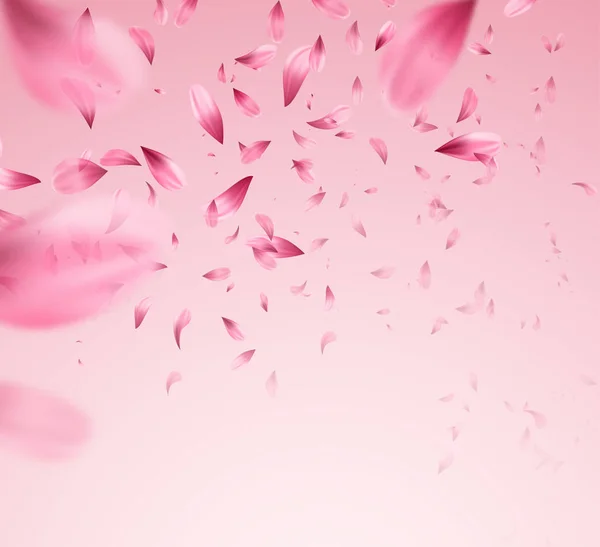 Fondo de pétalos de sakura rosa. Ilustración vectorial — Vector de stock