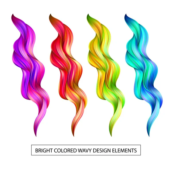 Definir elementos de design de fluxo de onda colorido abstrato. Ilustração vetorial — Vetor de Stock