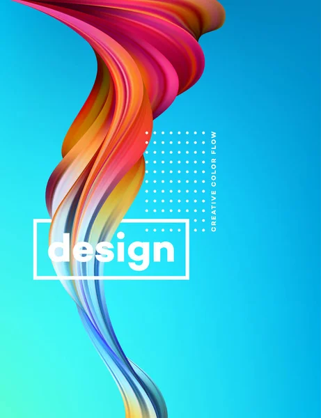 Modern färgglada flöde affisch. Wave Flytande form i blå färg bakgrund. Konstdesign för ditt designprojekt. Vektorillustration — Stock vektor