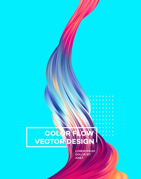 Modern colorful flow poster. Wave Liquid shape in blue color background. Art design for your design project. Vector illustration — Stock Vector