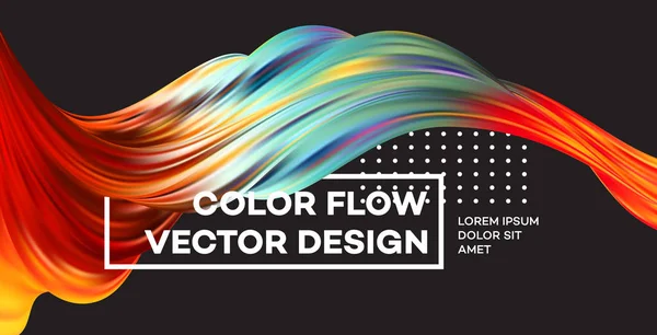 Modern színes áramlás poszter. Hullám Folyékony forma fekete színű háttérrel. Art design a tervezési projekt. Vektorillusztráció — Stock Vector