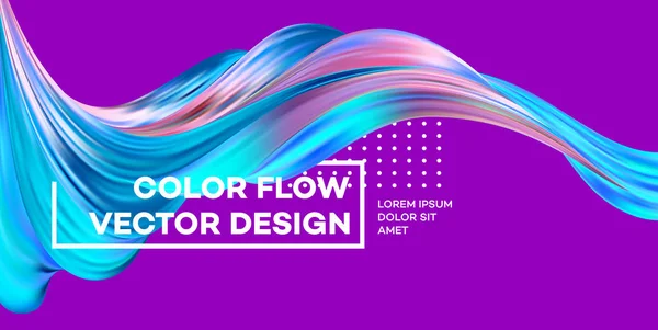 Moderne kleurrijke flow poster. Wave Liquid vorm in blauwe kleur achtergrond. Art design voor uw ontwerpproject. Vectorillustratie — Stockvector