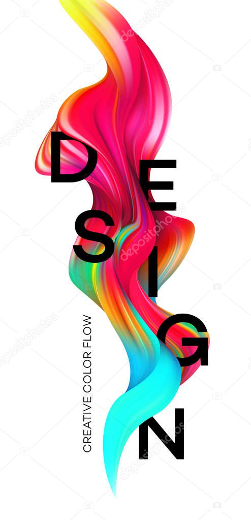 Modern colorful flow poster. Wave Liquid shape in black color background. Art design for your design project. Vector illustration