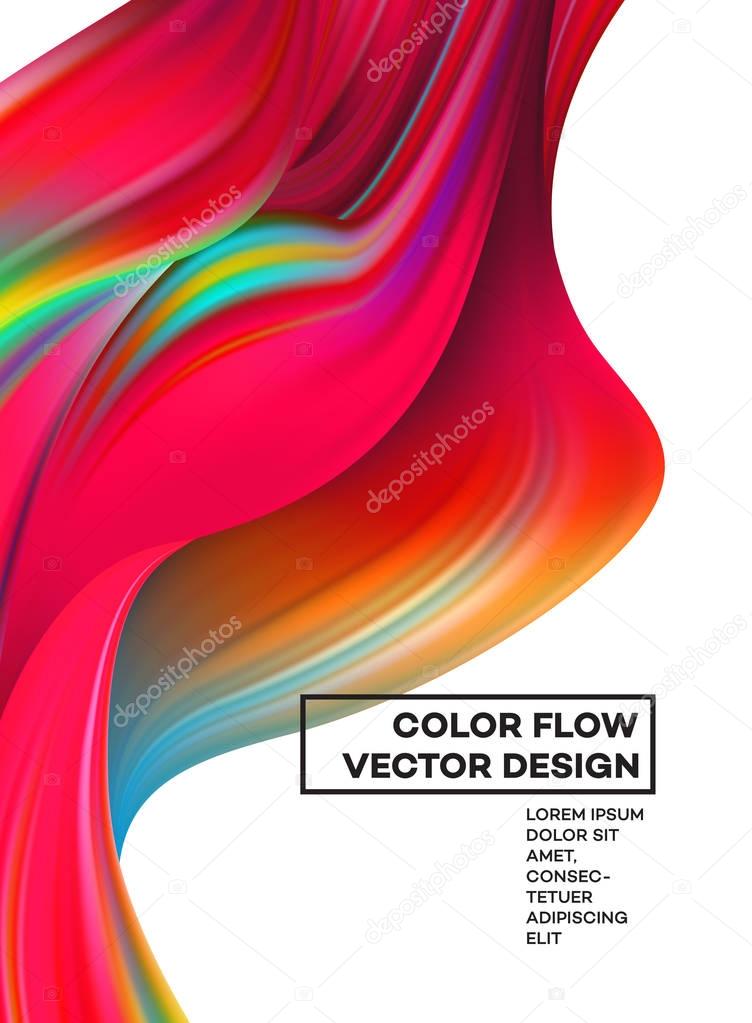 Modern colorful flow poster. Wave Liquid shape in white color background. Art design for your design project. Vector illustration