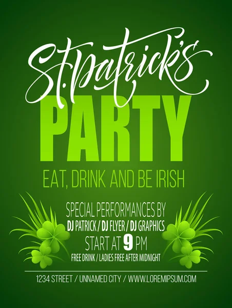 Affiche de la Saint Patricks Day Design Background. Inscription Calligraphique Lettrage Joyeuse St Patricks Day. Illustration vectorielle — Image vectorielle