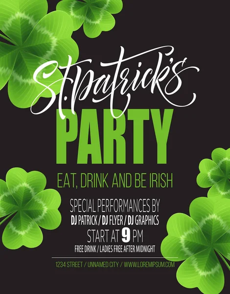 Saint Patricks Day Poster Design achtergrond. Kalligrafische letters inscriptie Happy St Patricks Day. Vectorillustratie — Stockvector