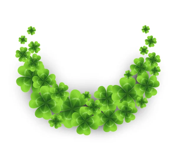 Jour de Saint Patricks fond avec des feuilles de trèfle pulvérisées ou des trèfles. Illustration vectorielle — Image vectorielle