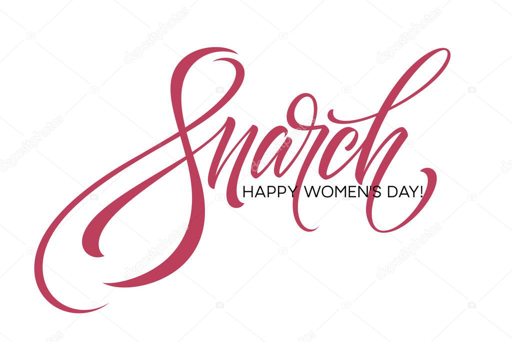 8 March celebration lettering cartd. Womans Day concept design. Vector illustration