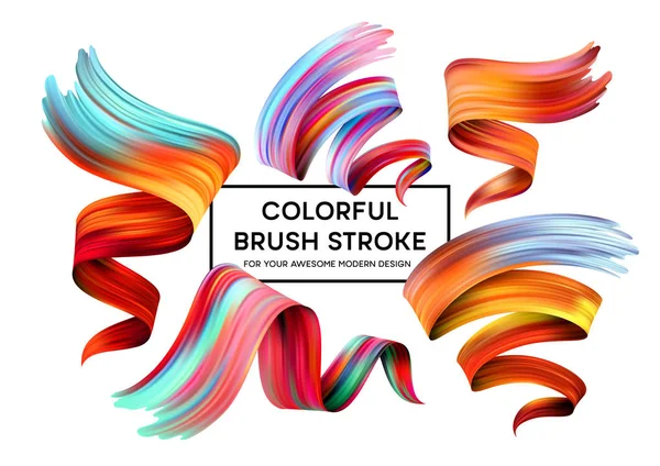 Set of colorful brush strokes. Modern design element. Vector illustration — Stock Vector