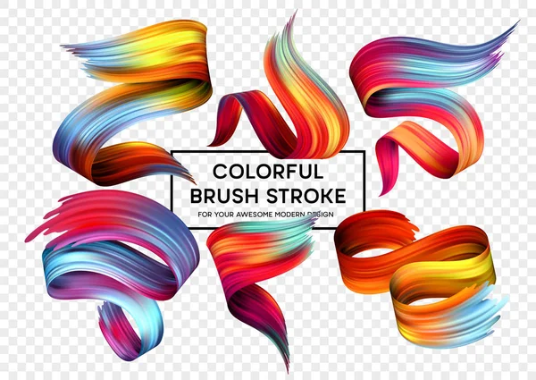 Set of colorful brush strokes. Modern design element. Vector illustration — Stock Vector