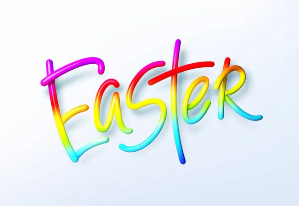3D realistische Regenbogen Urlaub glücklich Ostern Schriftzug Hintergrund. Vektorillustration — Stockvektor
