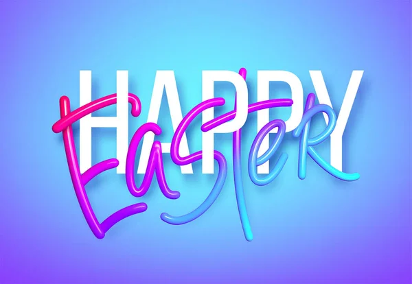 3D gerçekçi gökkuşağı tatili Mutlu Paskalya harfleri arka planı. Vektör illüstrasyonu — Stok Vektör