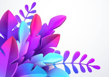 Bright stylish 3D foliage in the style of webdesign neomorphism. Template for advertising banner, flyer, flyer, poster, web page. Vector illustration