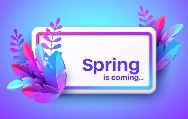 Bright stylish 3D foliage in the style of webdesign neomorphism. Template for advertising banner, flyer, flyer, poster, web page. Vector illustration