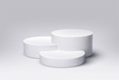 Round empty podium. Award ceremony concept. Stage backdrop. Vector illustration