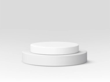 Round empty podium. Award ceremony concept. Stage backdrop. Vector illustration