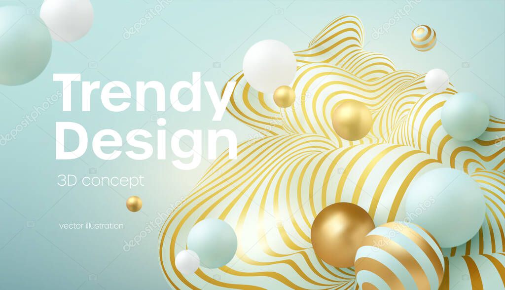 Abstract background with 3d geometric shapes. Modern cover design. Vector realistic illustration