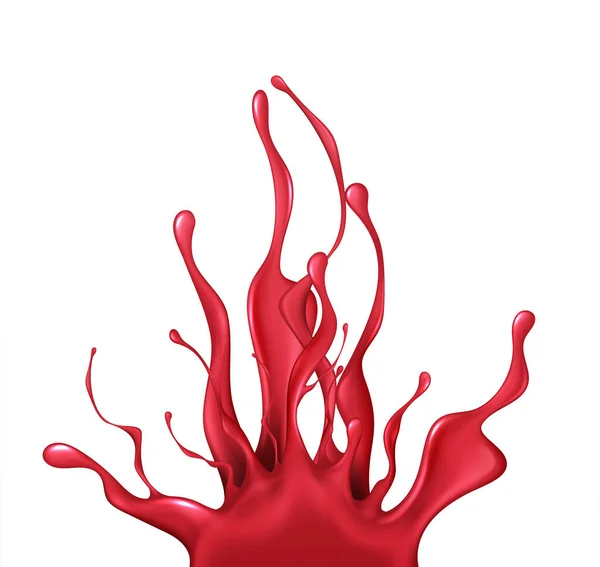 Realistische druppels rode verf geïsoleerd op een witte achtergrond. Vectorillustratie — Stockvector