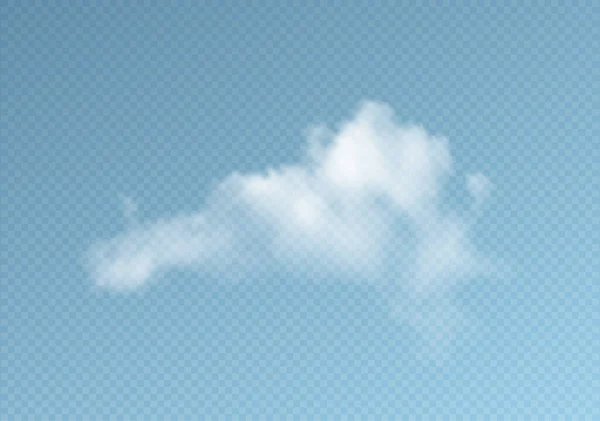 Transparante wolken geïsoleerd op blauwe achtergrond. Echt transparantie-effect. Vectorillustratie — Stockvector