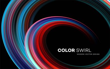 Renkli parlak kıvrımlı organik 3D şekil. Web sayfaları, posterler, el ilanları, broşürler, dergi kapakları, sunumlar için renkli akış trend tasarımı. Vektör illüstrasyonu