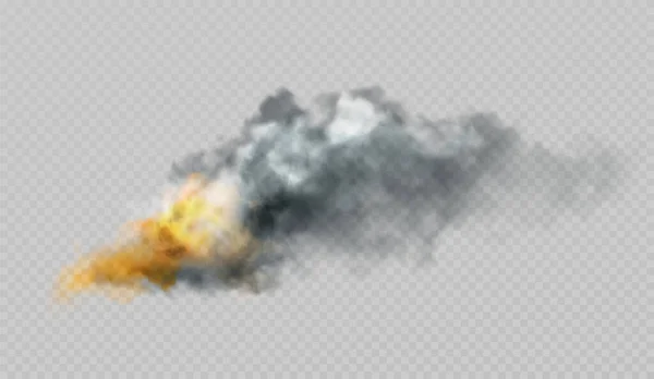 Realistisk rök och brandformer på en svart bakgrund. Vektorillustration — Stock vektor