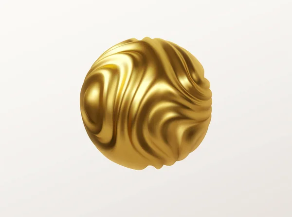 Metal dourado forma orgânica 3d esfera isolada no fundo branco. Design de tendências para páginas da web, cartazes, folhetos, folhetos, capas de revistas, apresentações. Ilustração vetorial — Vetor de Stock