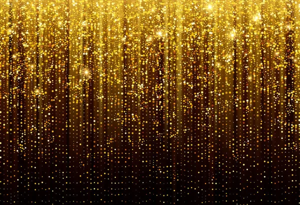 黄金の輝きが落ちるブラックの背景。装飾のお祝いのデザインの背景。ベクターイラスト — ストックベクタ