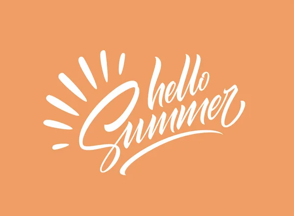 Hola letras de escritura de verano aislado sobre fondo naranja. Ilustración vectorial — Vector de stock