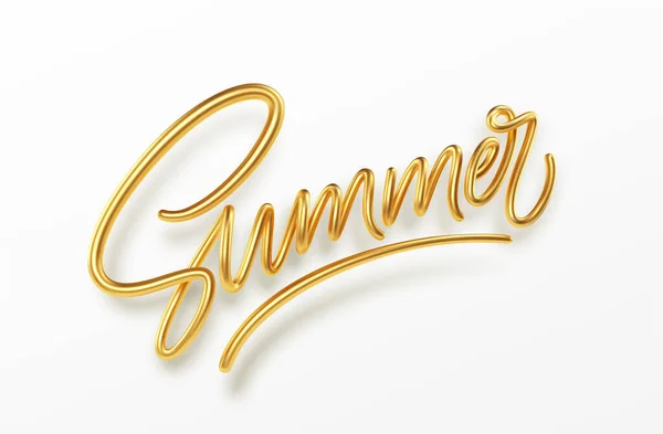 3D realistyczny złoty błyszczący Metallic Letni charakter pisma Izolowane na białym tle. Ilustracja wektora — Wektor stockowy