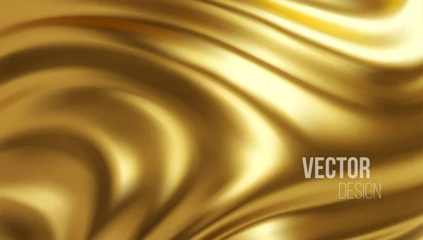 Goldene glänzende flüssige Wellen 3D realistischen Hintergrund. Vektorillustration — Stockvektor
