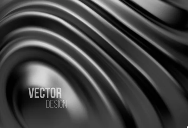Schwarz glänzende Flüssigkeit Wellen 3D realistischen Hintergrund. Vektorillustration — Stockvektor