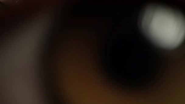 Extreme close-up menselijk oog iris — Stockvideo