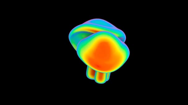 Funghi arcobaleno rotanti su nero, fatti in modo leggermente psichedelico - Seamless Loop, Video in alta definizione — Video Stock