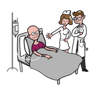 Doktor ve hemşire ile kemoterapi tedavisi hastanın