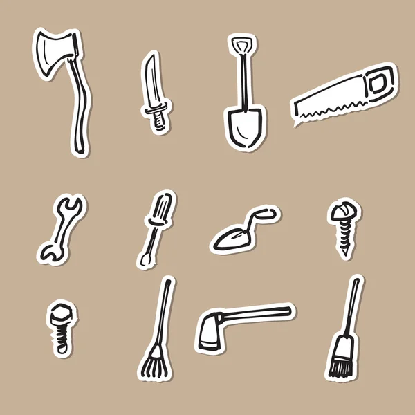 Domácí nástroje kreslení ikony papír řez — Stockový vektor