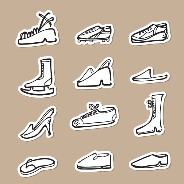 Zapatos moda y deporte dibujo iconos corte de papel — Archivo Imágenes Vectoriales