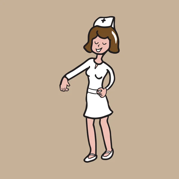 Enfermera en uniforme dibujo de dibujos animados 1 — Vector de stock
